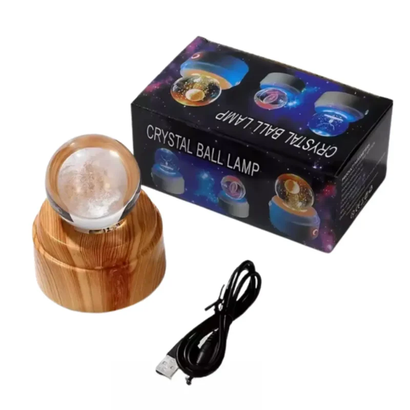 Kryształowa kula lampka Grawerowana Obrotowa USB Led STITCH - obrazek 2