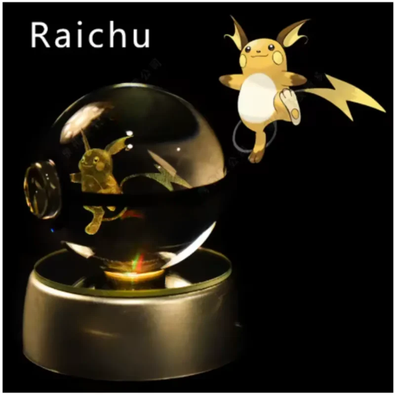 Lampka Nocna Na Biurko LED 3D Kryształowa Kula Wielokolorowa POKEMON RAICHU