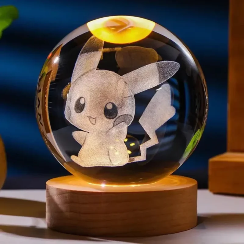 Kryształowa kula lampka Grawerowana podświetlana LED POKEMON PIKACHU