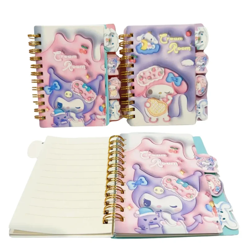 Notatnik Sanrio Kuromi 3D My Melody Cinnamoroll Uroczy notes kawaii z zakładkami - obrazek 2