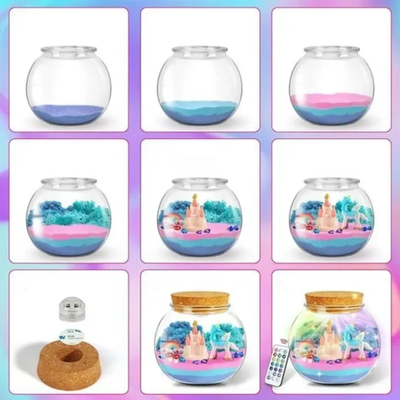 Jednorożec Zestaw Kreatywny Lampka Nocna dla dzieci Magiczne Terrarium DIY - obrazek 4