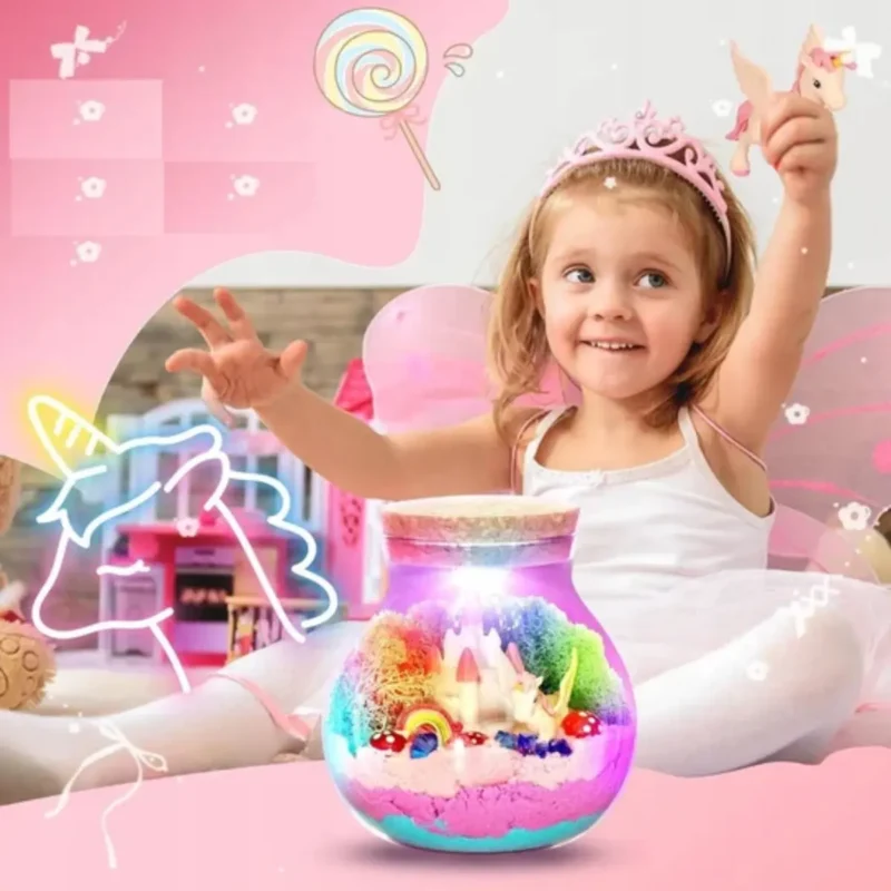Jednorożec Zestaw Kreatywny Lampka Nocna dla dzieci Magiczne Terrarium DIY - obrazek 3