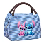 Torba śniadaniowa termiczna z motywem Stitch i Angel w paski niebiesko-białe
