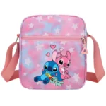 Torebka listonoszka Stitch i Angel – mała torba na ramię Disney w pastelowych kolorach błękitno-różowych z regulowanym paskiem