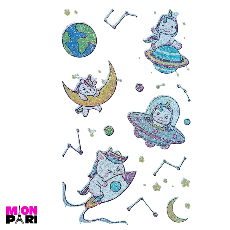 Tatuaż Tymczasowy Zmywalny Jednorazowy Jednorożec Konik Unicorn Brokatowe