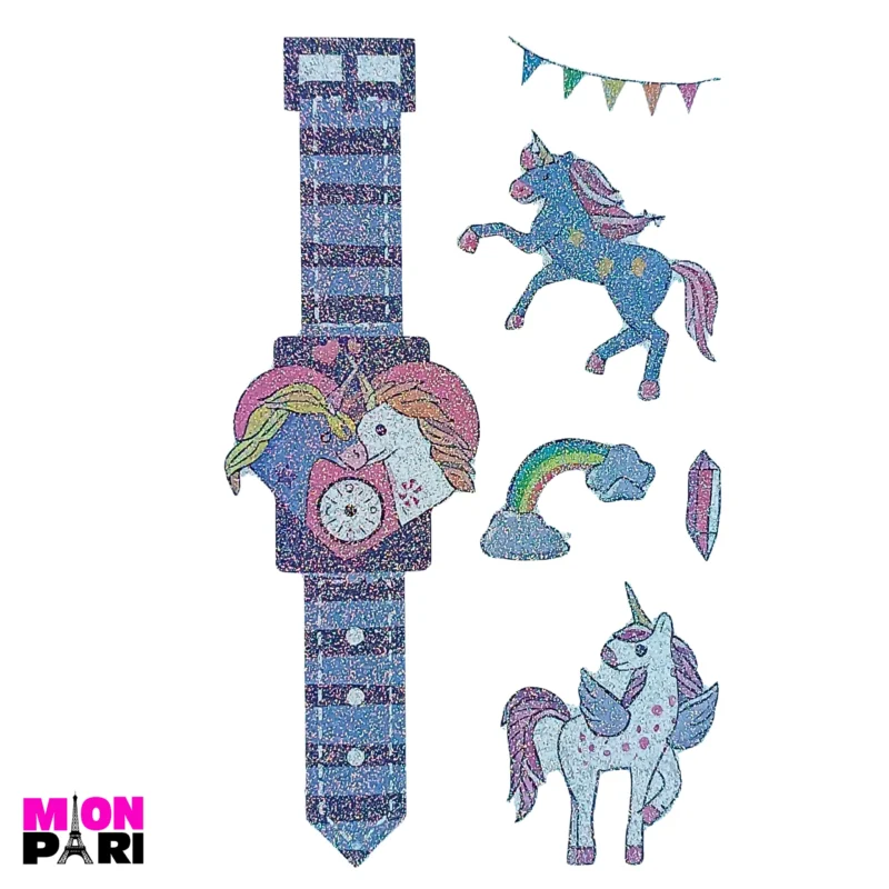 Tatuaż Tymczasowy Zmywalny Jednorazowy Jednorożec Konik Unicorn Brokatowe