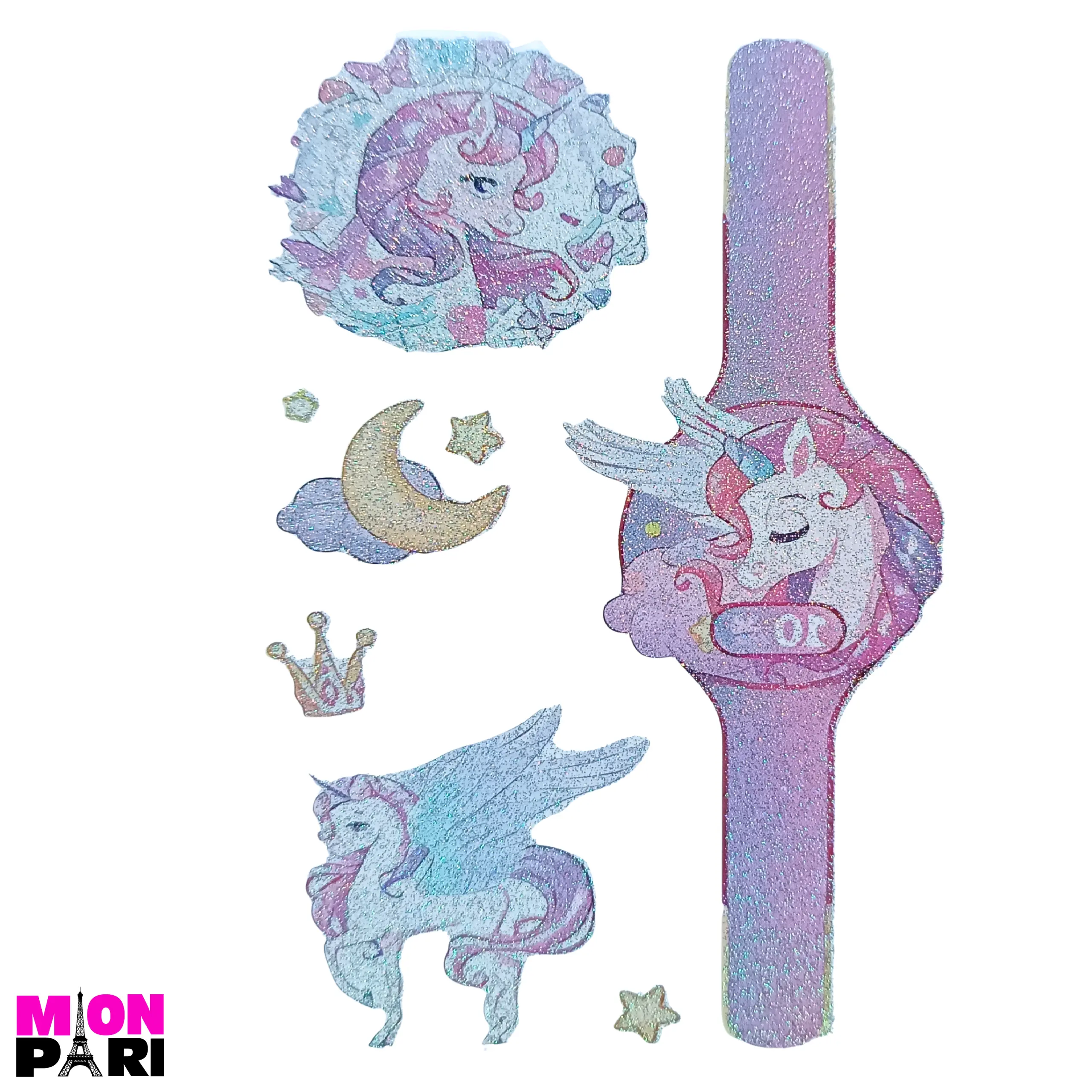 Tatuaż Tymczasowy Zmywalny Jednorazowy Jednorożec Konik Unicorn Brokatowe