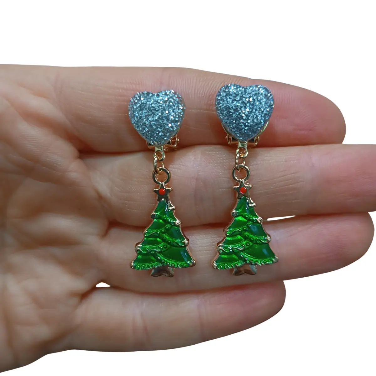 Klipsy Kolczyki Dla Dzieci Urocze Ozdoby Na Uszy ŚWIĄTECZNE CHOINKA - obrazek 2