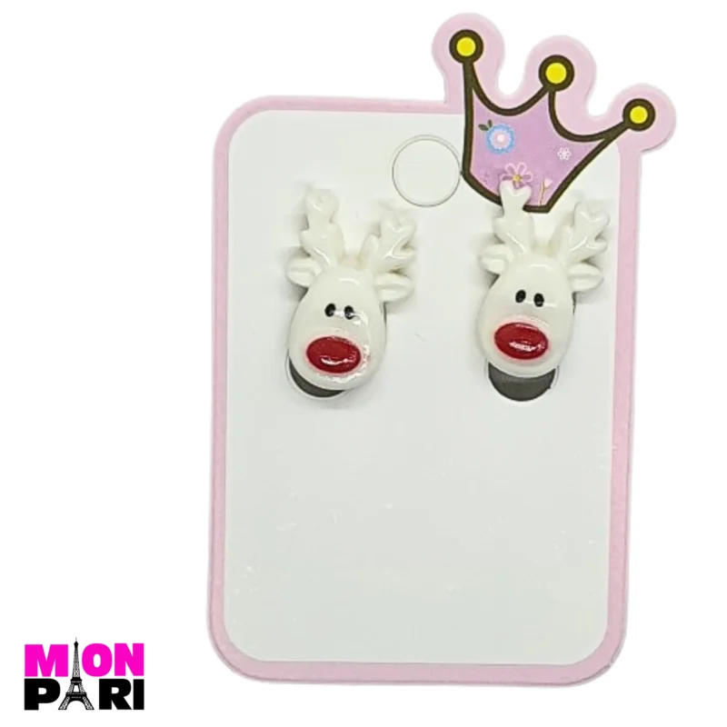 Klipsy Kolczyki Bez Przekłuwania Uszu ŚWIĄTECZNE RENIFER