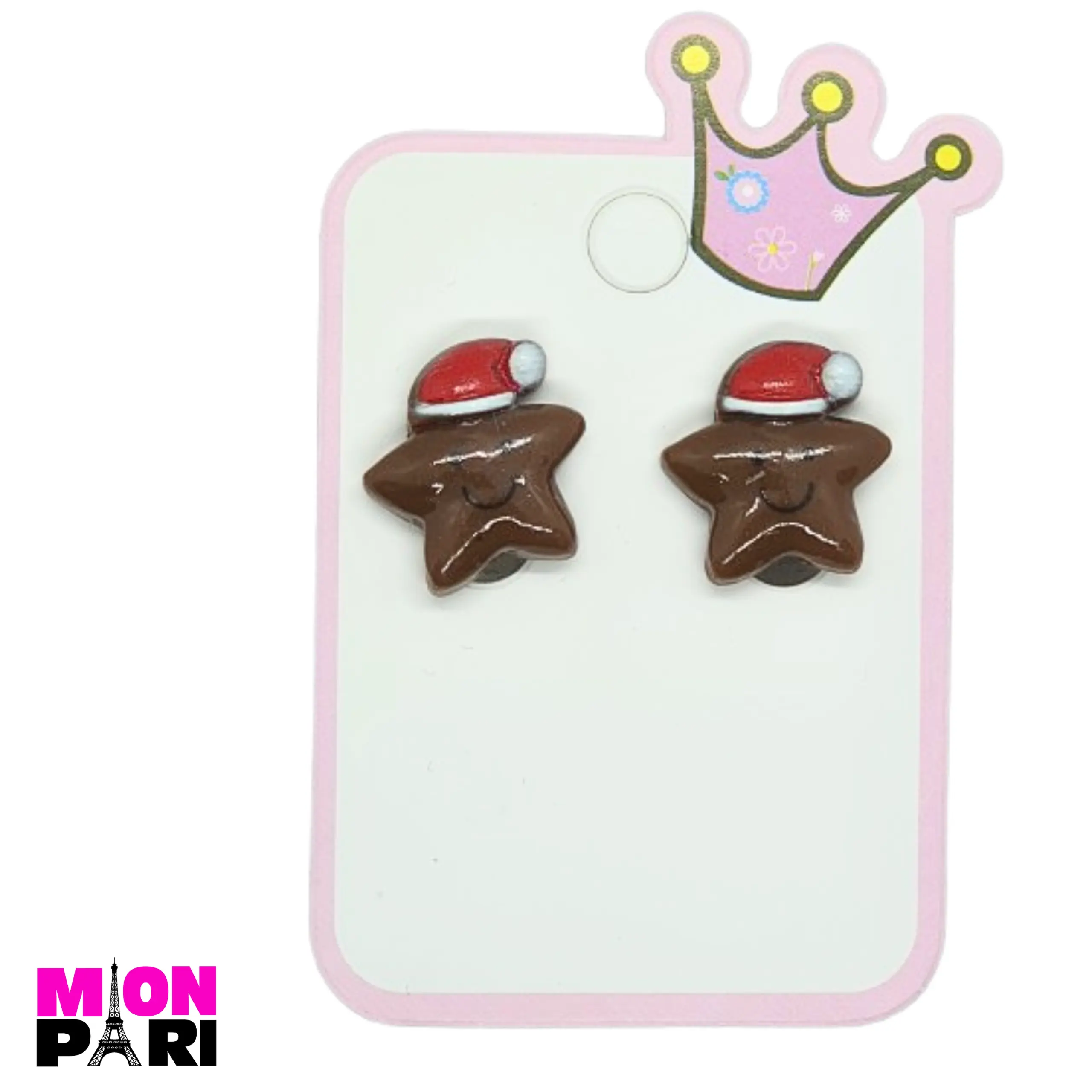 Klipsy Kolczyki Bez Przekłuwania Uszu ŚWIĄTECZNE GWIAZDKI CZEKOLADOWE