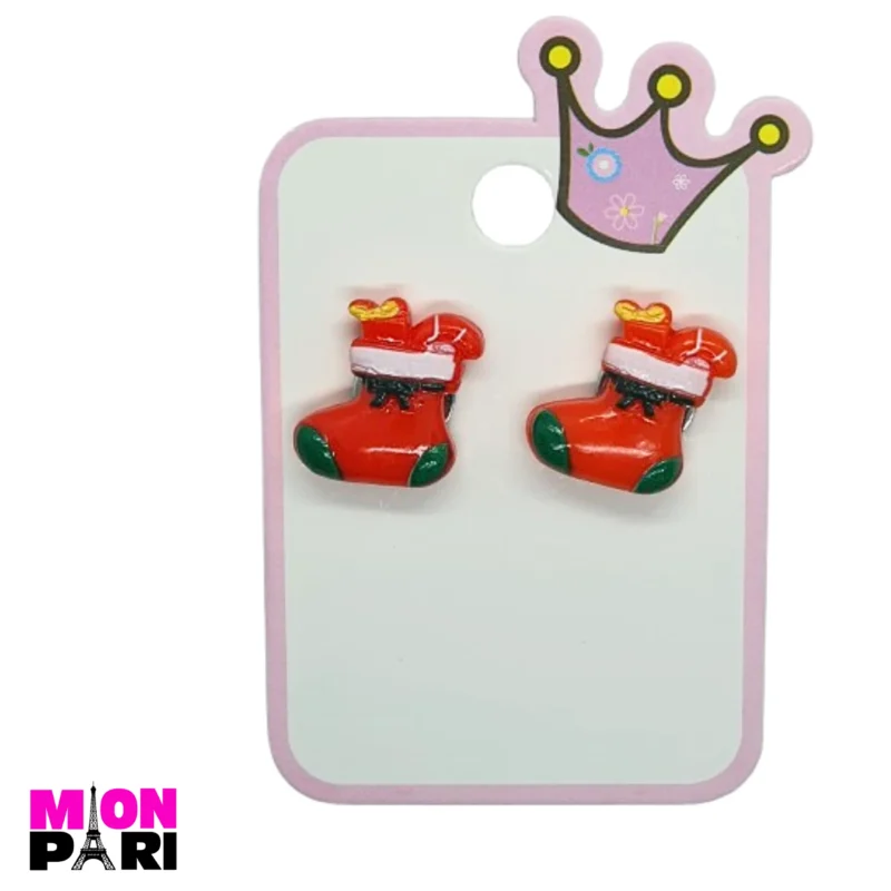 Klipsy Kolczyki Bez Przekłuwania Uszu ŚWIĄTECZNE SKARPETA