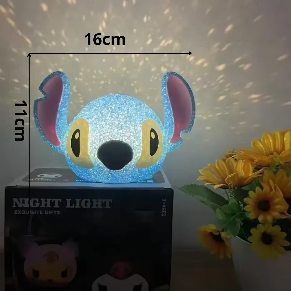 Lampka nocna LED dla dzieci z efektem gwiazd, dekoracyjne niebieskie światło