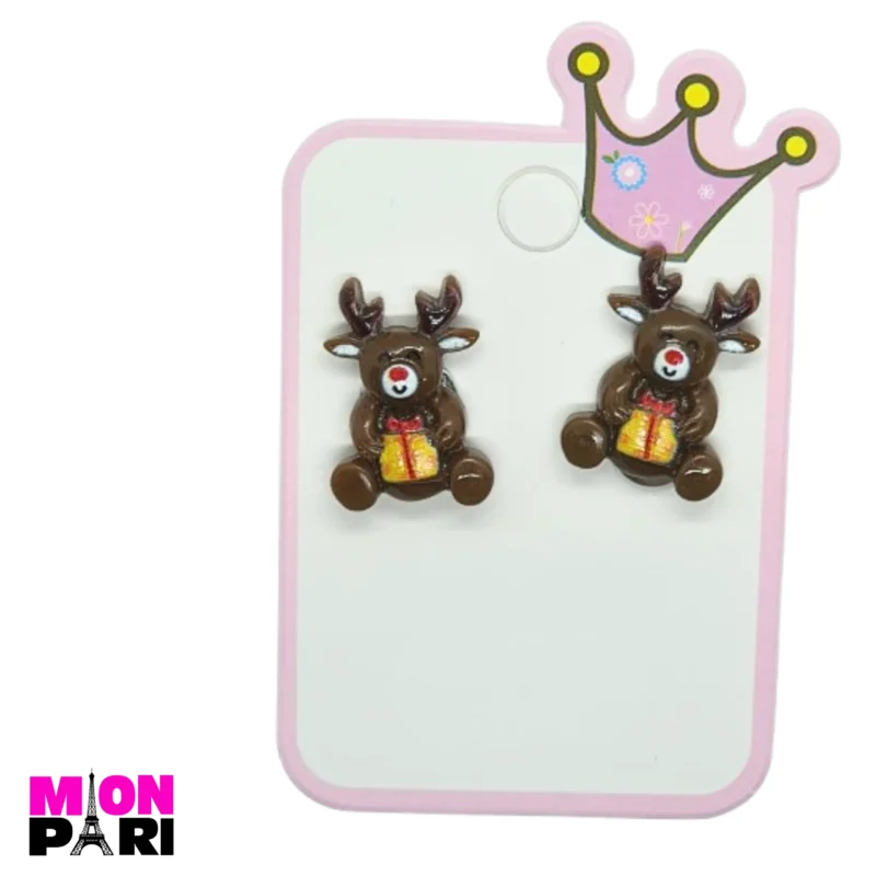 Klipsy Kolczyki Bez Przekłuwania Uszu ŚWIĄTECZNE RENIFER