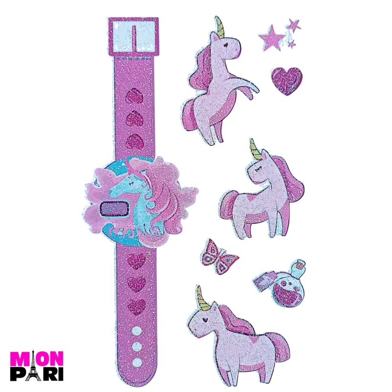 Tatuaż Tymczasowy Zmywalny Jednorazowy Jednorożec Konik Unicorn Brokatowe