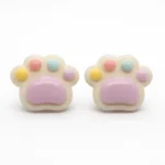 fioletowe klipsy do uszu dla dzieci w kształcie Łapki Kotka Pieska