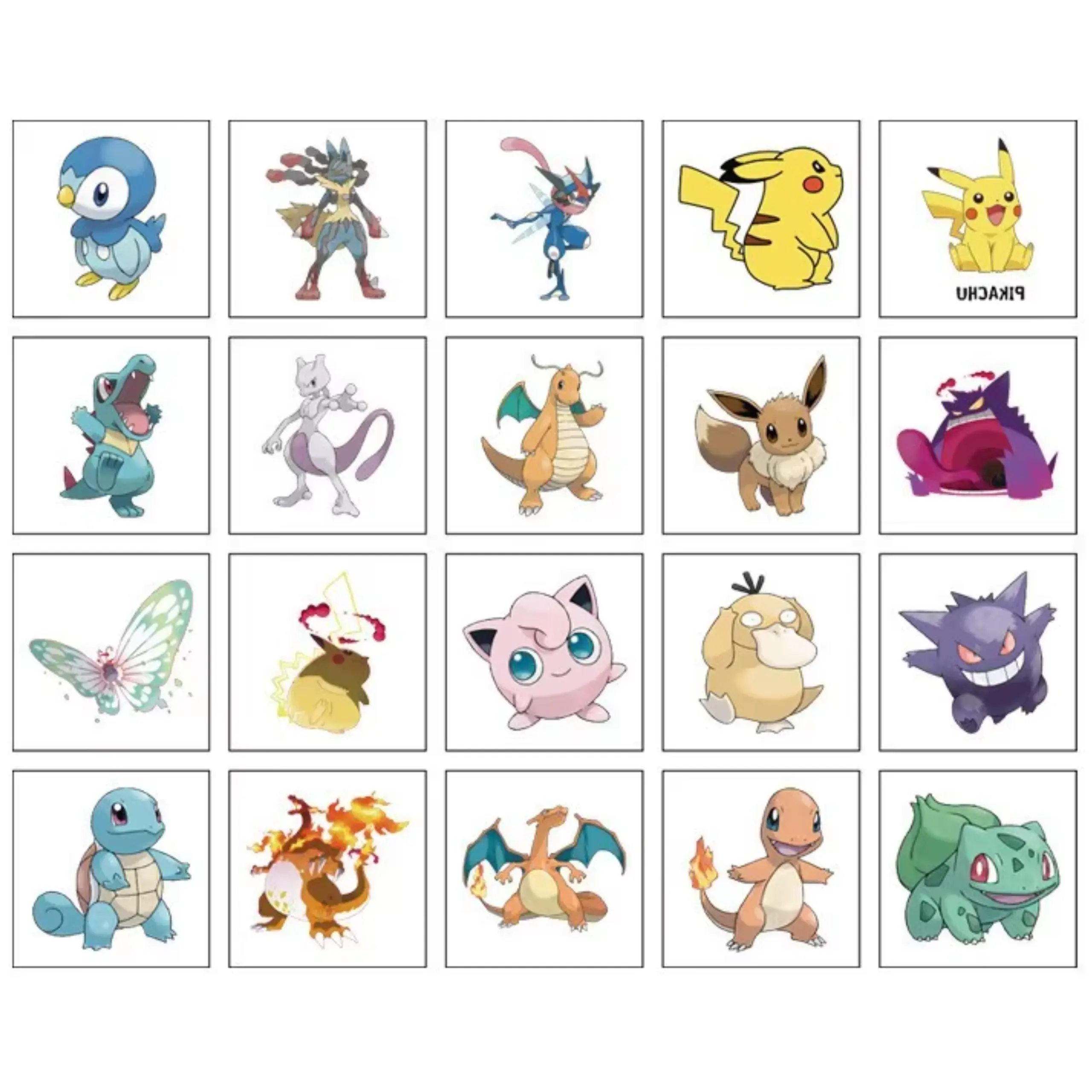 Tatuaże Zmywalne dla Dzieci Pokemon 20 Wzorów