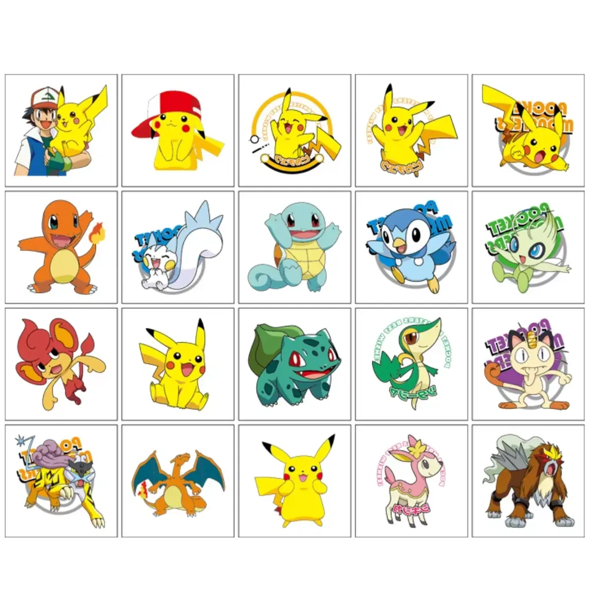 Tatuaże Zmywalne dla Dzieci Pokemon 20 Wzorów