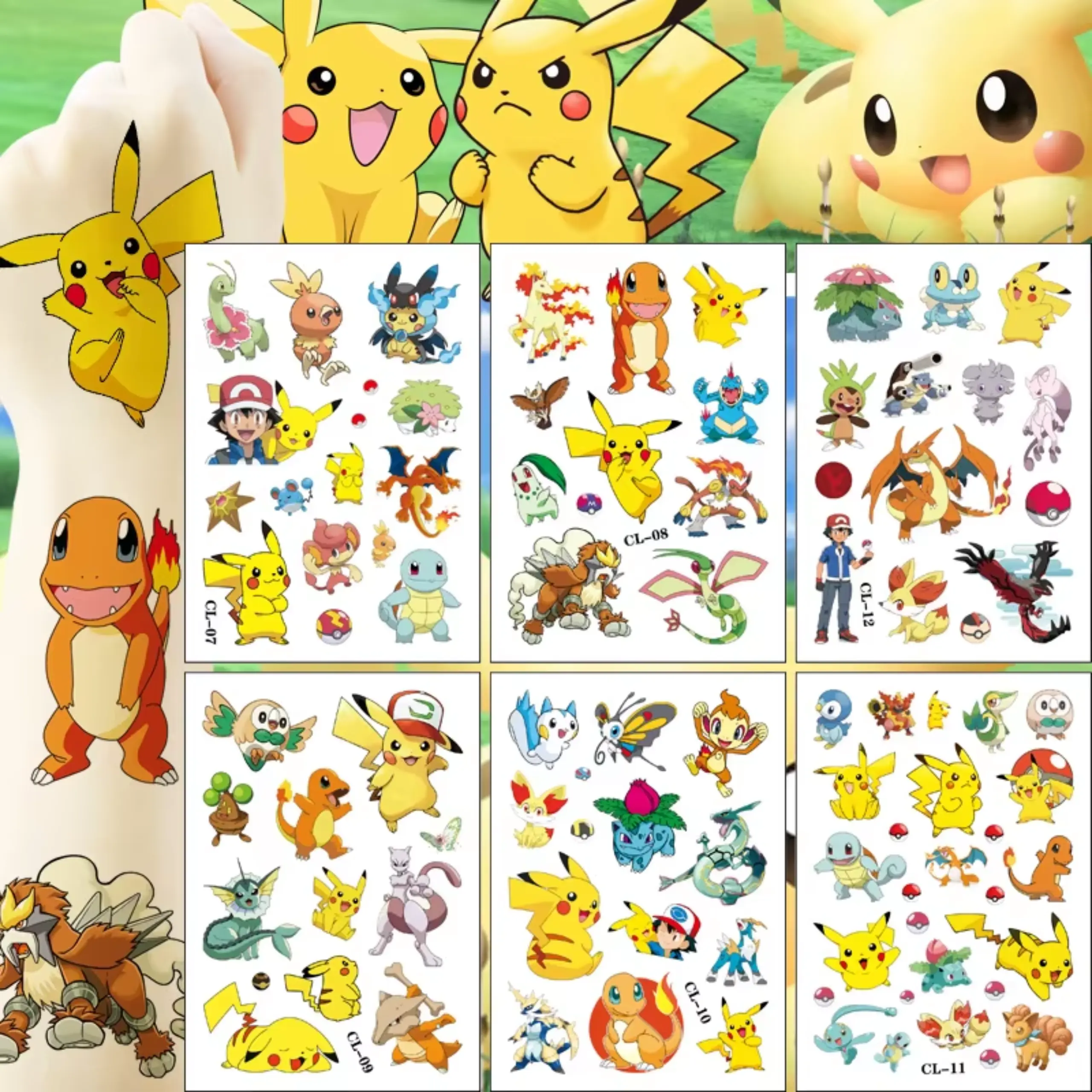 Tatuaże Zmywalne dla Dzieci Pokemon 1 Arkusz