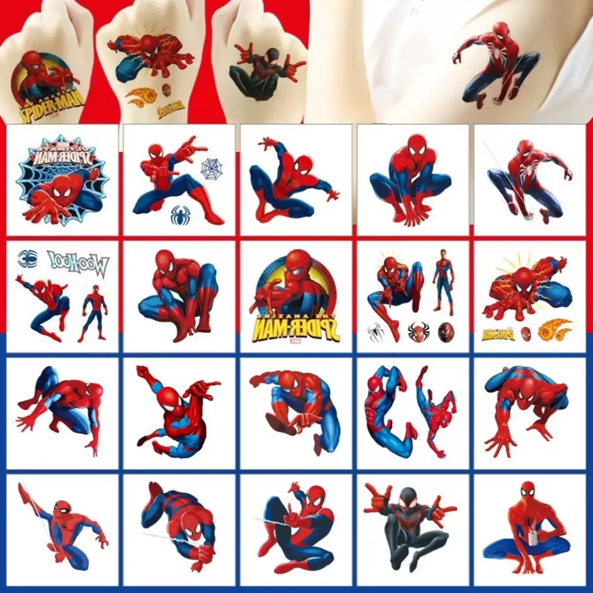 Tatuaże Zmywalne dla Dzieci Spider Man 20 Wzorów
