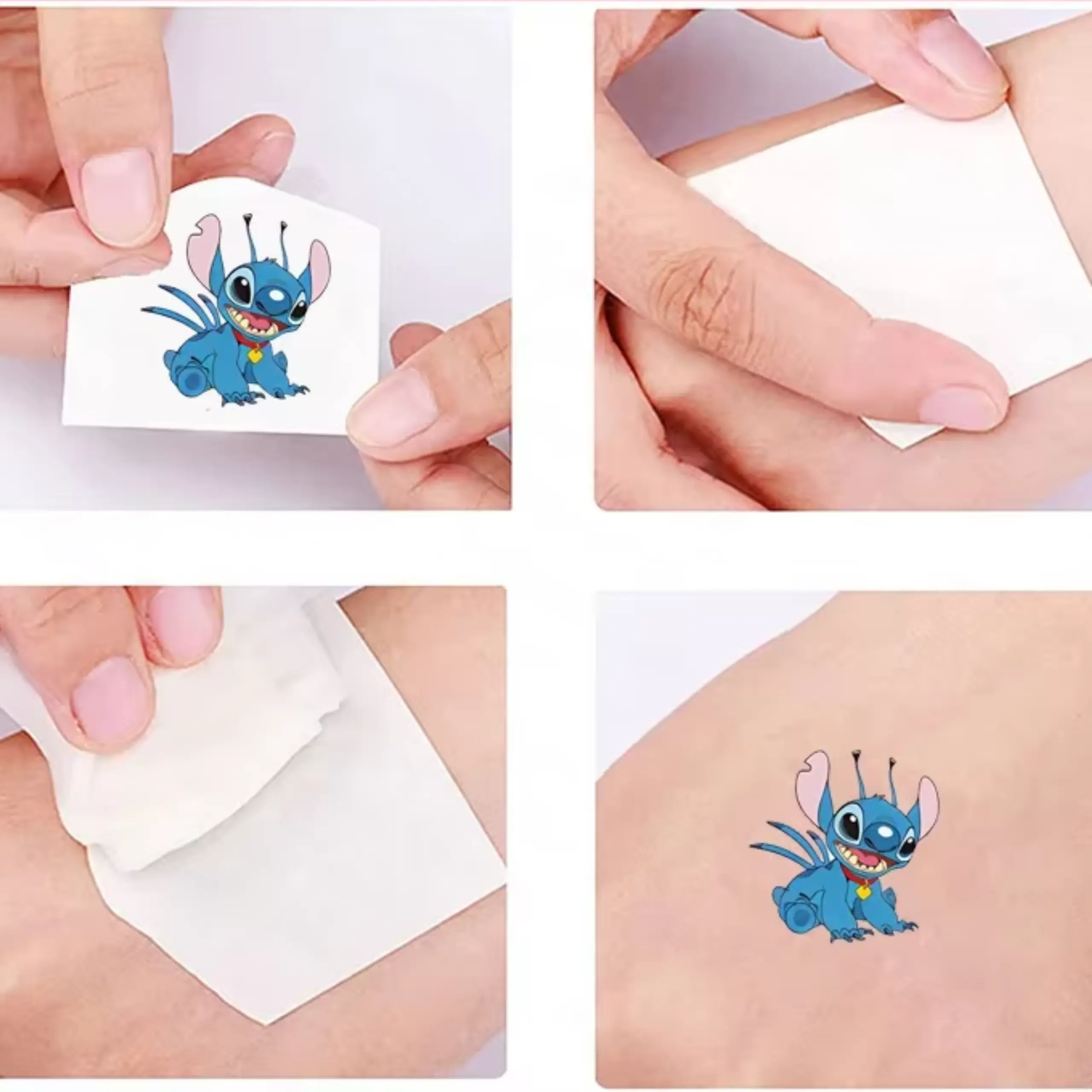 Tatuaże Stitch dla dzieci zmywalne świecące w ciemności – 4 arkusze - obrazek 4